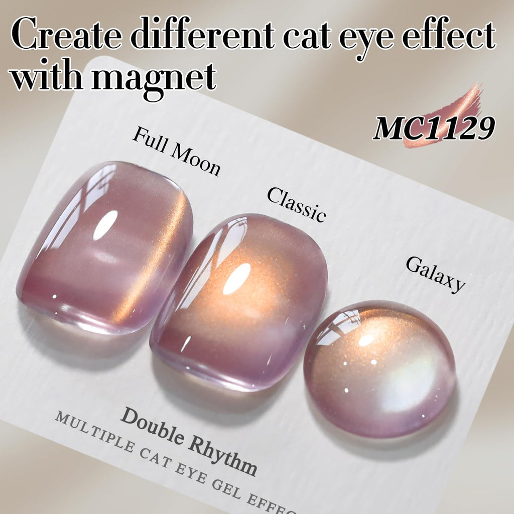 Double Rhythm 15ML Ice Glass Cat Eye Gel Polish with Magnet Holographic Glitter Shimmer Translucent Sheer Color Salon Soak Off Magnetic Nail at Home (Golden Violet-MC1129) : Beauty & Personal Care