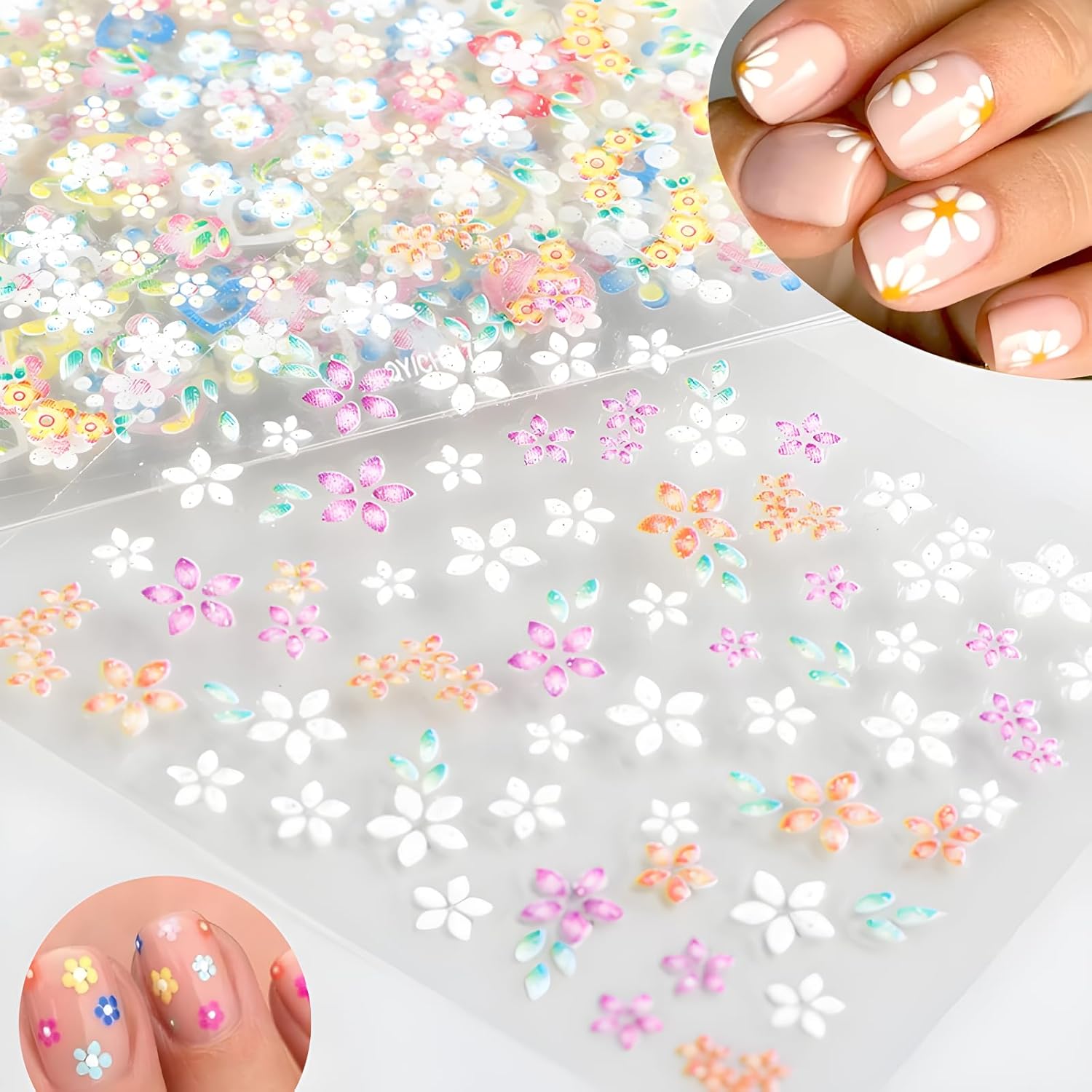 SPLOCUDU Colorful Cute Daisy. Floral. Heart. Flower Nail Art Stickers Decals. 3D Self Adhesive Supplies. Design Decoration Accessories for Women and Girls. 30 Sheets : Beauty & Personal Care