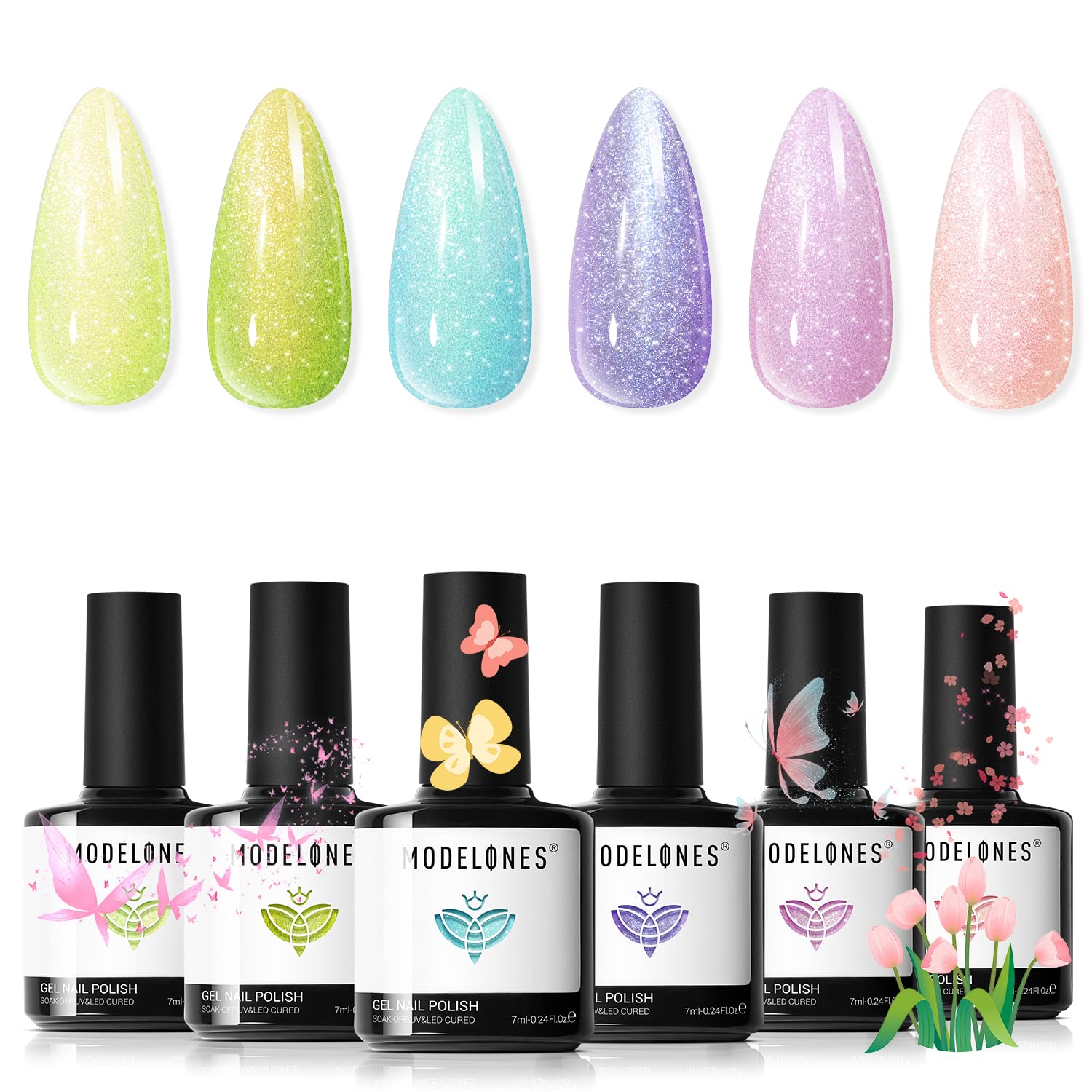 modelones Gel Nail Polish Kit -6 Colors Nude Pink Milky White Gel Polish Set Skin Tones Neutral Brown Soak Off Gel Nail Kit Manicure DIY Nail Art Salon Home Gift : Beauty & Personal Care