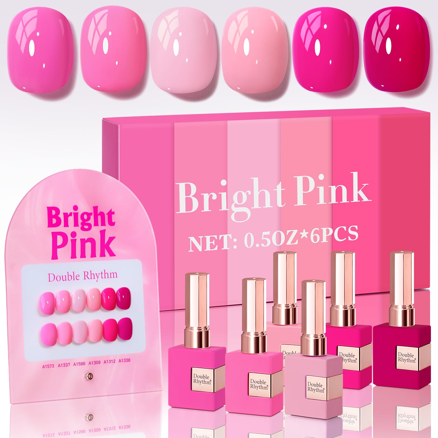 Double Rhythm 6 Pcs 15 ML Gel Polish Set Same Color Same Bottle Soak Off Gel Polish Kit Nail Art Manicure Salon DIY at Home for Women (Burgundy Red Nude Pink Purple Beige-T6-3) : Beauty & Personal Care