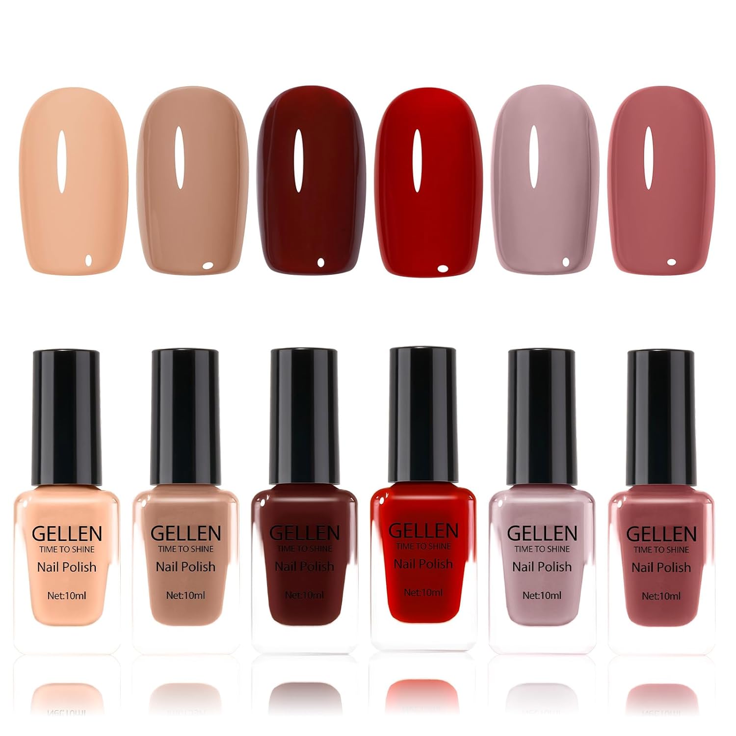 GELLEN Nail Polish Neutral Earth Tones. Nude Dusty Rose Fall Winter Air Dry Regular Nail Polish 6-color Set for Finger Toe Nails Home Salon All Seasons. Not UV Gel. Hema Free. Non Toxic. TPO Free : Beauty & Personal Care