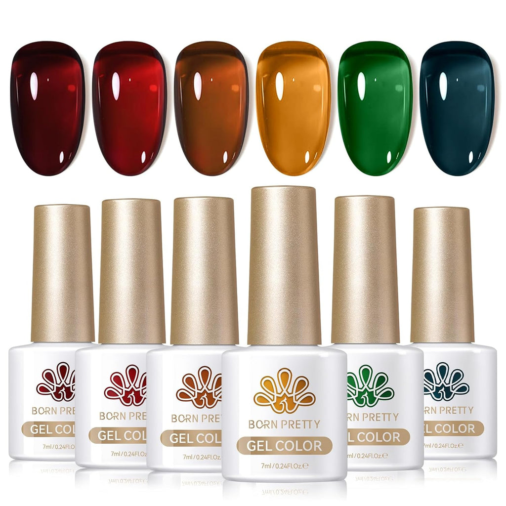 Born Pretty Gel Nail Polish Spring Summer Neon Fluorescent Orange Hot Pink Blue Yellow Green Purple Soak Off U V LED Gel Nail Polish Set Nails Art 7ml 6pcs : Beauty & Personal Care