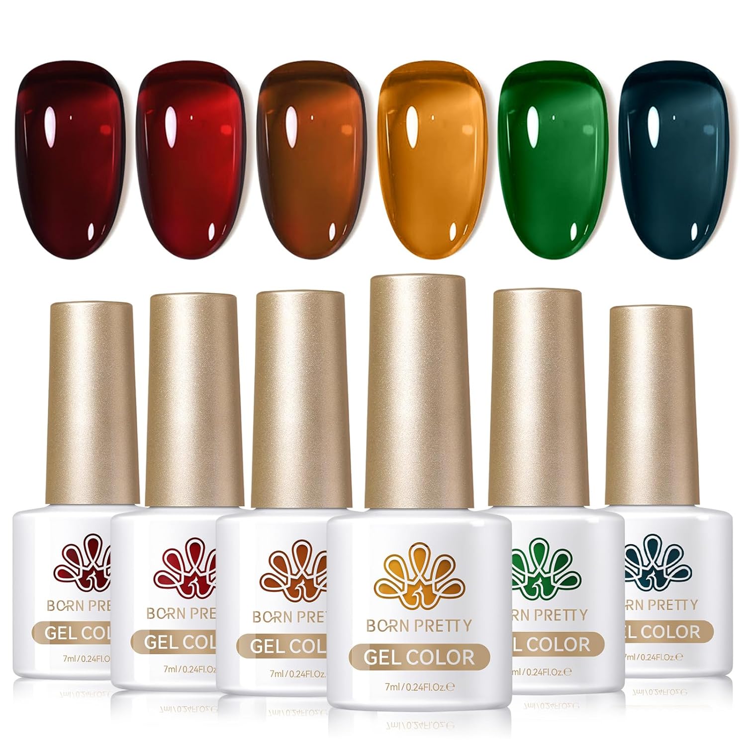 Born Pretty Gel Nail Polish Spring Summer Neon Fluorescent Orange Hot Pink Blue Yellow Green Purple Soak Off U V LED Gel Nail Polish Set Nails Art 7ml 6pcs : Beauty & Personal Care