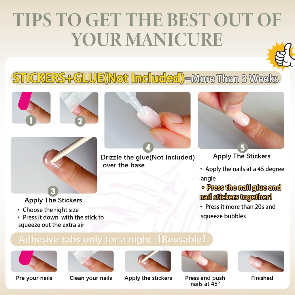 KQueenest Ombre Pink Press on Nails Long Square Shaped Gradient French Fake Nails Press Ons. Natural Gel Square Tips - 24 Pcs Coffin Acrylic False Nails Set for Women Daily Wear : Beauty & Personal Care