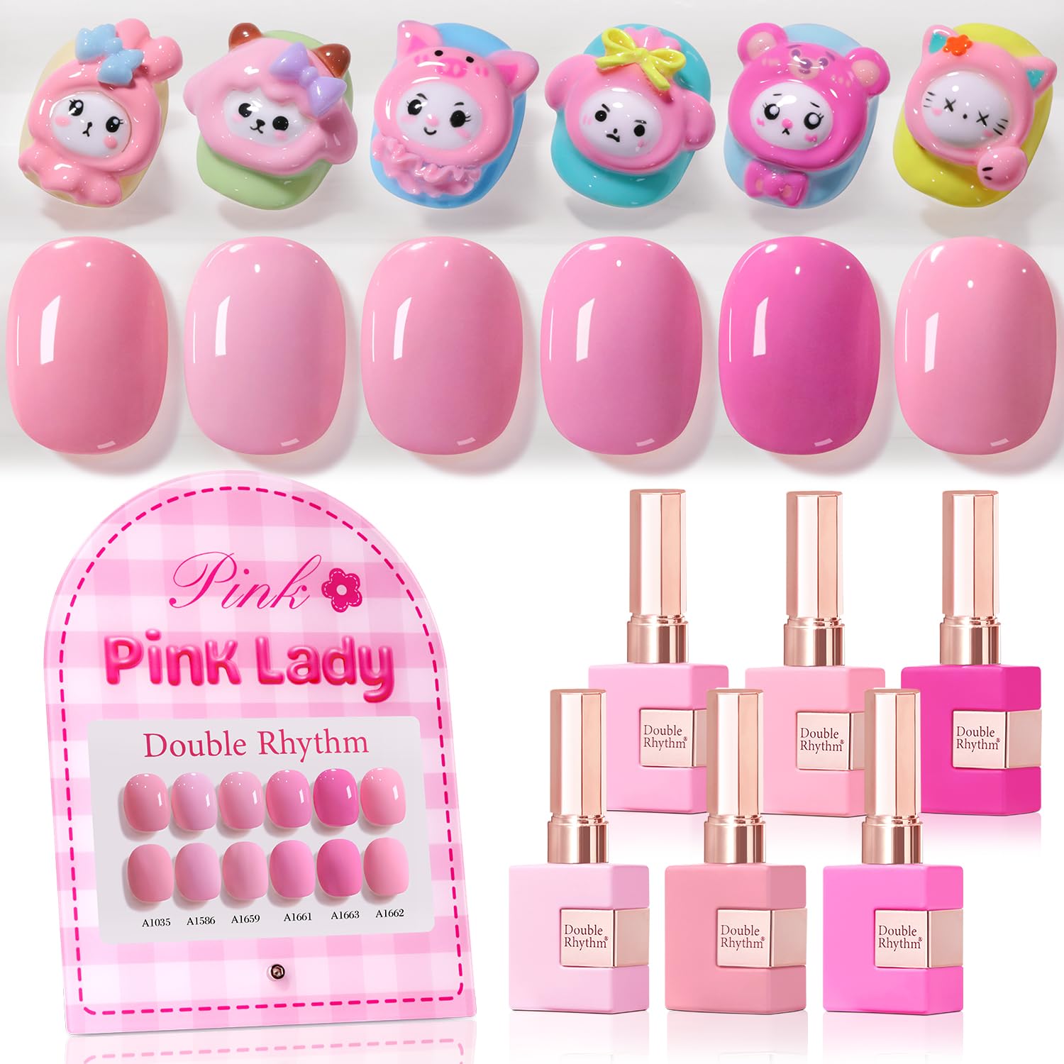 Double Rhythm 6 Pcs 15 ML Gel Polish Set Same Color Same Bottle Soak Off Gel Polish Kit Nail Art Manicure Salon DIY at Home for Women (Burgundy Red Nude Pink Purple Beige-T6-3) : Beauty & Personal Care