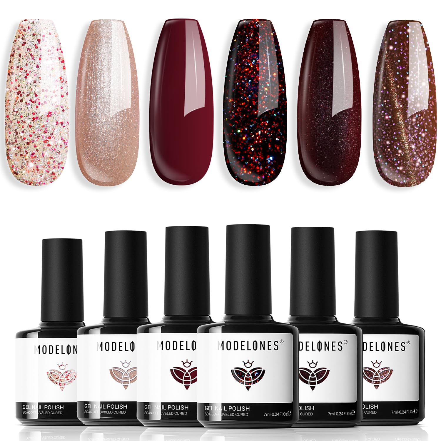 modelones Gel Nail Polish Set- 6 Colors 2026 Chameleon Aurora Shimmer Glitter Gel Polish Kit Blue Green Purple Nail Gel Polish Soak Off LED Nail Lamp Nail Art Gel Kit DIY Salon Gift : Beauty & Personal Care