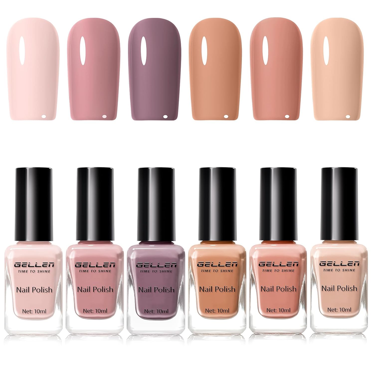 GELLEN Nail Polish Neutral Earth Tones. Nude Dusty Rose Fall Winter Air Dry Regular Nail Polish 6-color Set for Finger Toe Nails Home Salon All Seasons. Not UV Gel. Hema Free. Non Toxic. TPO Free : Beauty & Personal Care