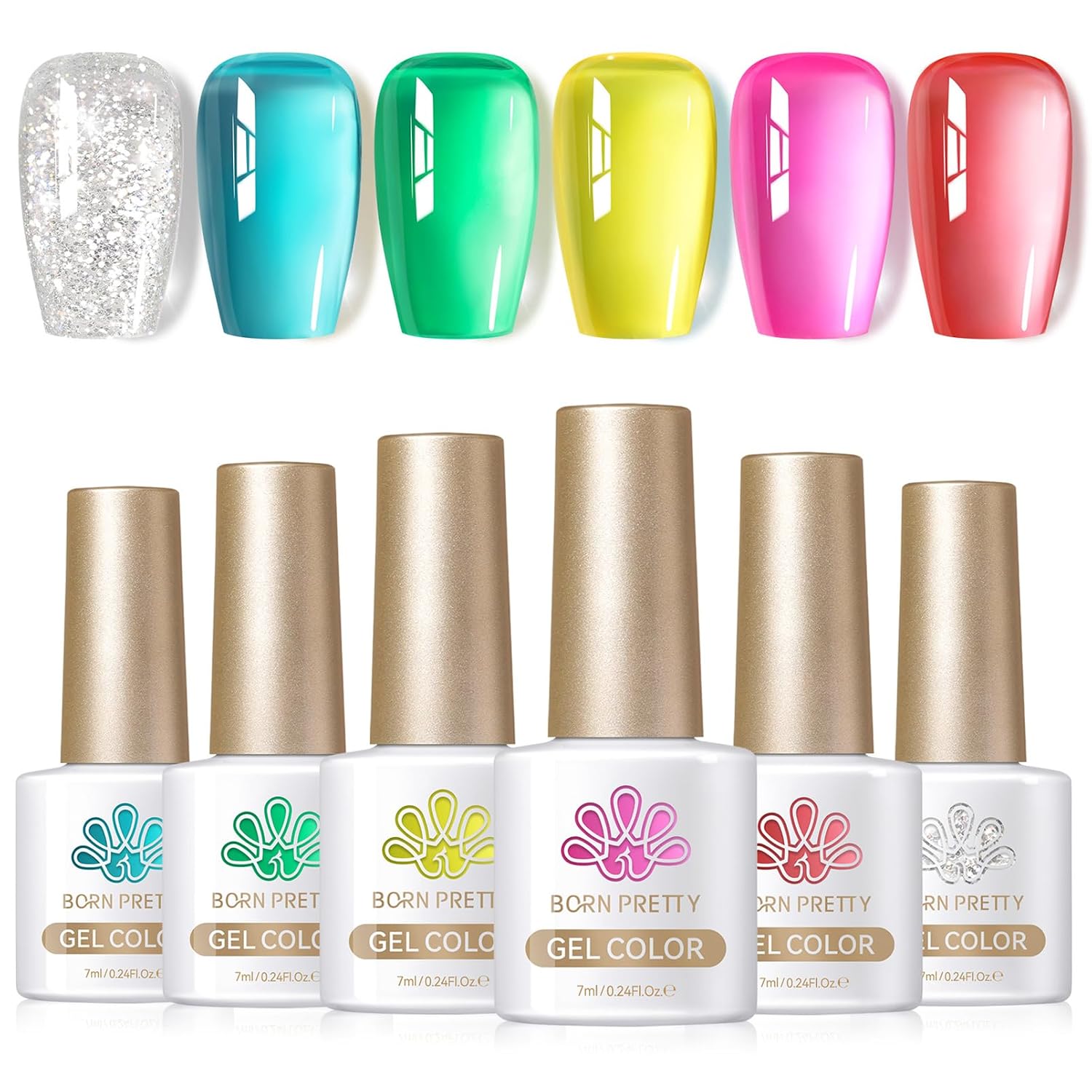 Born Pretty Pastel Gel Nail Polish Set Spring Summer Gel Polish Macaron Candy Sweet Color Gel Polish Easter Soft Pink Yellow Purple Blue Green Colors Collection Nail Art Gift Box 7ML 6PCS : Beauty & Personal Care