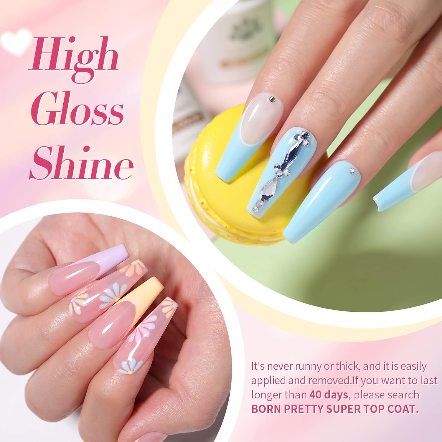 Born Pretty Pastel Gel Nail Polish Set Spring Summer Gel Polish Macaron Candy Sweet Color Gel Polish Easter Soft Pink Yellow Purple Blue Green Colors Collection Nail Art Gift Box 7ML 6PCS : Beauty & Personal Care