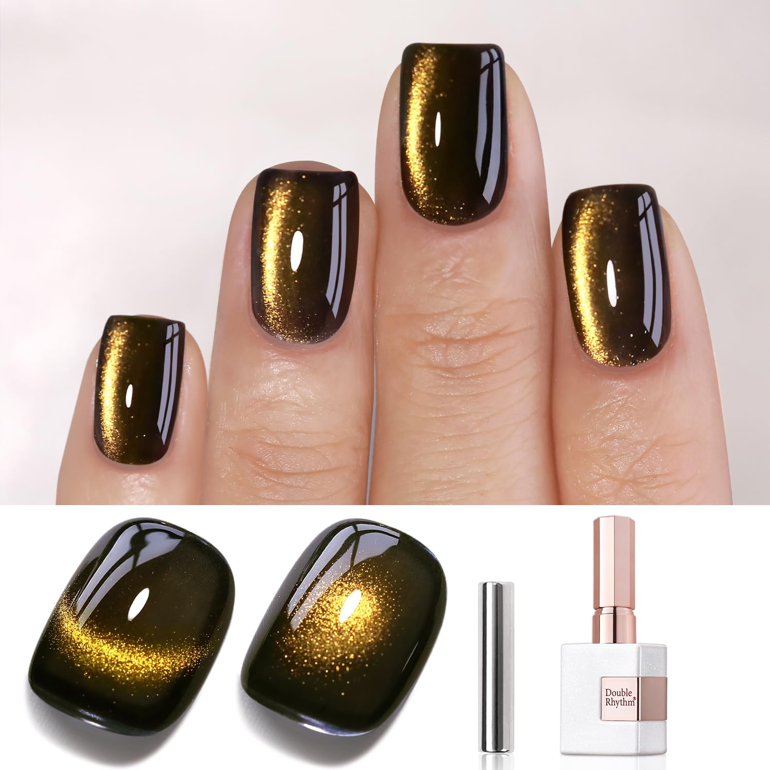 Double Rhythm 15ML Ice Glass Cat Eye Gel Polish with Magnet Holographic Glitter Shimmer Translucent Sheer Color Salon Soak Off Magnetic Nail at Home (Golden Violet-MC1129) : Beauty & Personal Care
