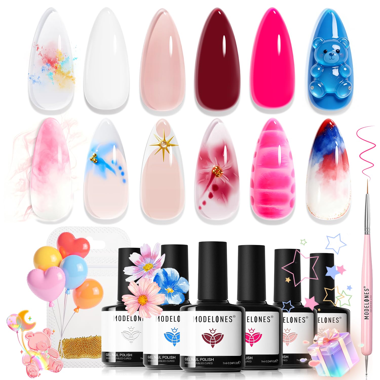 modelones Gel Nail Polish Set- 6 Colors 2026 Chameleon Aurora Shimmer Glitter Gel Polish Kit Blue Green Purple Nail Gel Polish Soak Off LED Nail Lamp Nail Art Gel Kit DIY Salon Gift : Beauty & Personal Care
