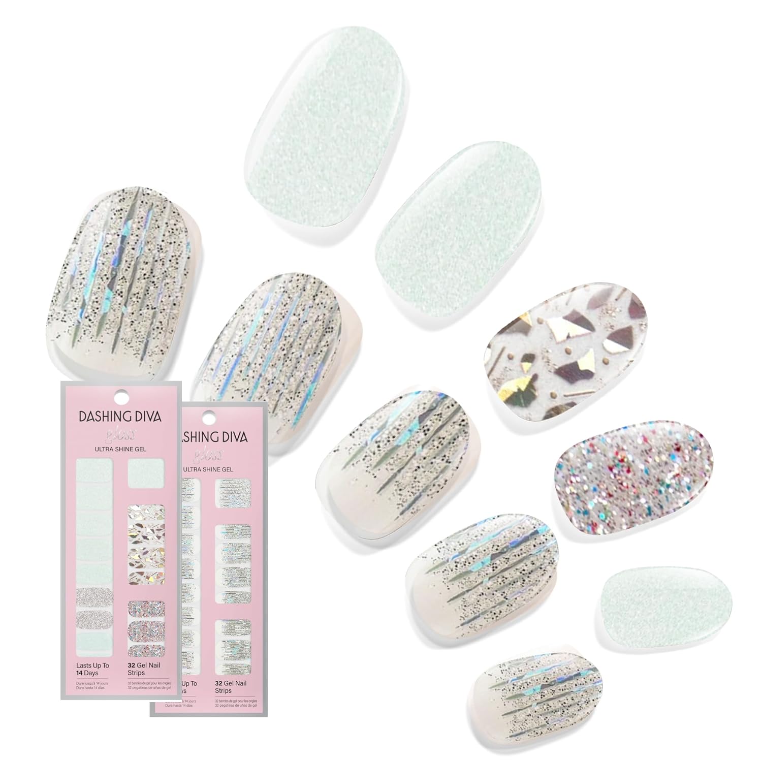 Dashing Diva Gloss Nail Strips Bundle - The Vivids Collection - Fruit Punch Petals & Papaya Breeze - UV Free. Chip Resistant. Long Lasting Gel Stickers - Contains 2 Sets : Beauty & Personal Care