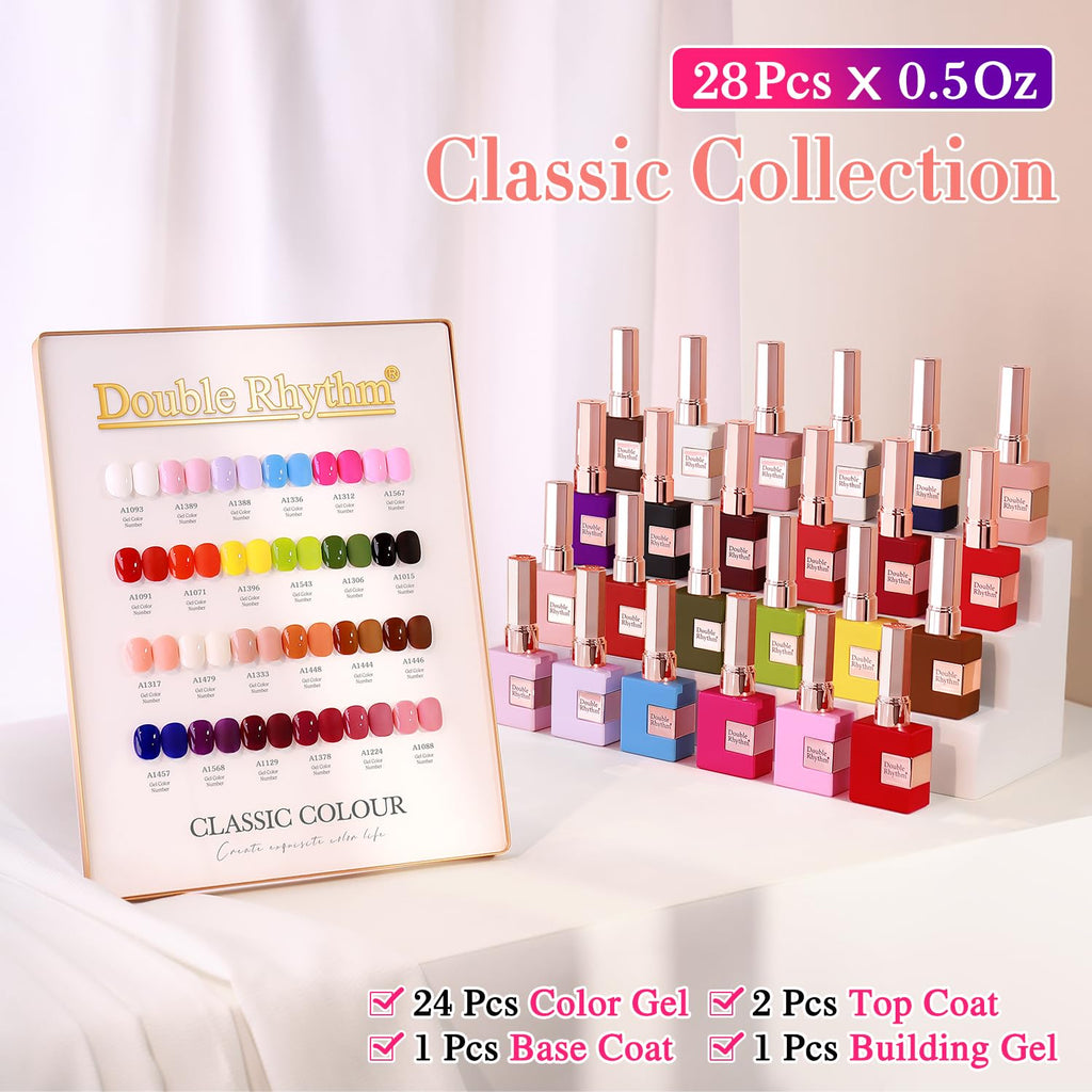 Double Rhythm 28Pcs 0.5Oz Gel Nail Polish Set Same Color Same Bottle Gel Polish Kit Nail Art Manicure Salon DIY at Home for Women (Red Pink Collection-T24-4) : Beauty & Personal Care