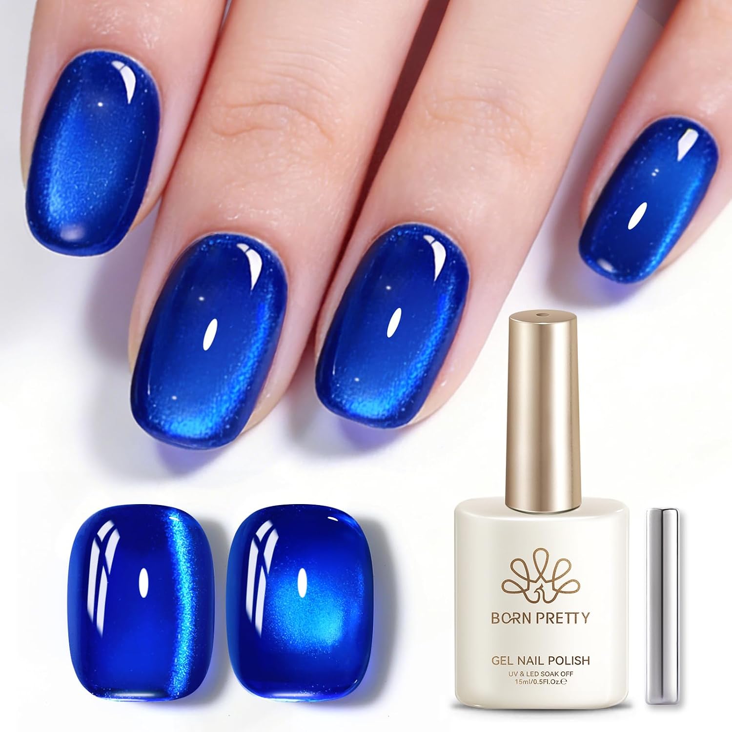 Born Pretty 9D Cat Magnetic Eye Gel Nail Polish Holographic Rainbow Gel Polish Blue Purple Soak Off U V LED Gel Polish Nail Art Design Manicure Salon DIY Home 15ML : Beauty & Personal Care