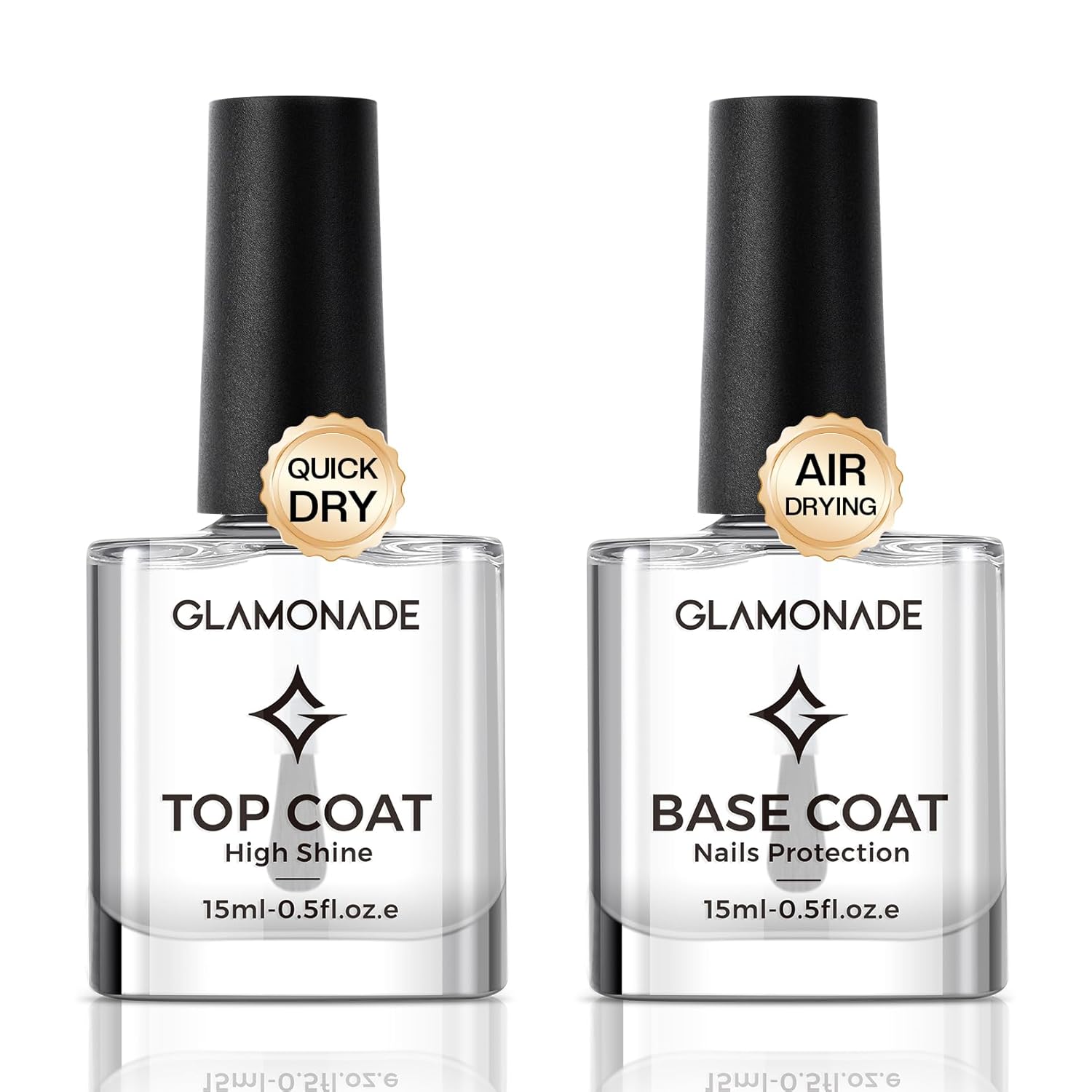 Glamonade Top Coat Nail Polish Clear: Quick Dry Nail Polish No Chip High Shine Long Lasting Glossy Fast Air Dry Top Coat for Nail Art Manicure Salon Quality : Beauty & Personal Care