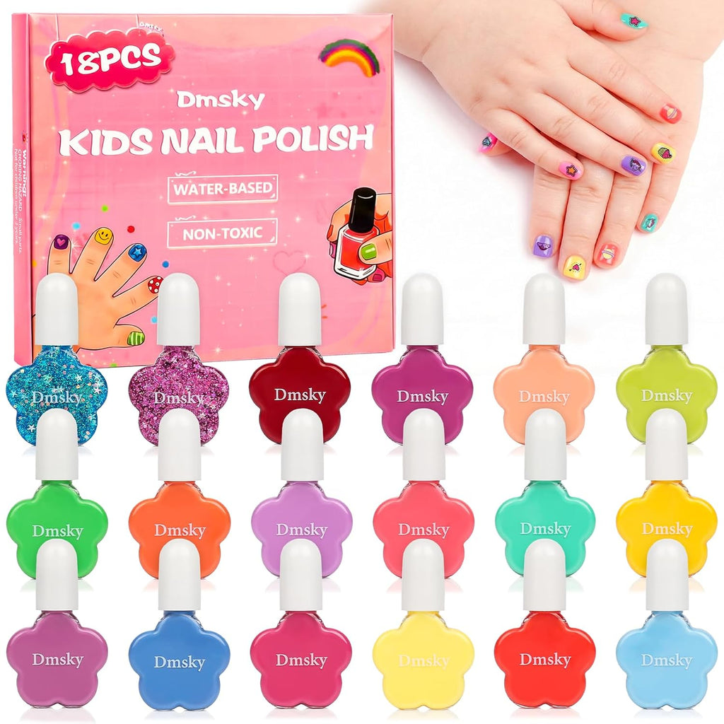 Dmsky Kids Nail Polish Set.18 Colors Peelable Water-Based Quick Dry Nail Polish for Kids.Non Toxic Nail Polish Kit for Girls Ages 3+ Diy Nail Art.Great Gift for Birthday.Makeovers and School Rewards : Beauty & Personal Care