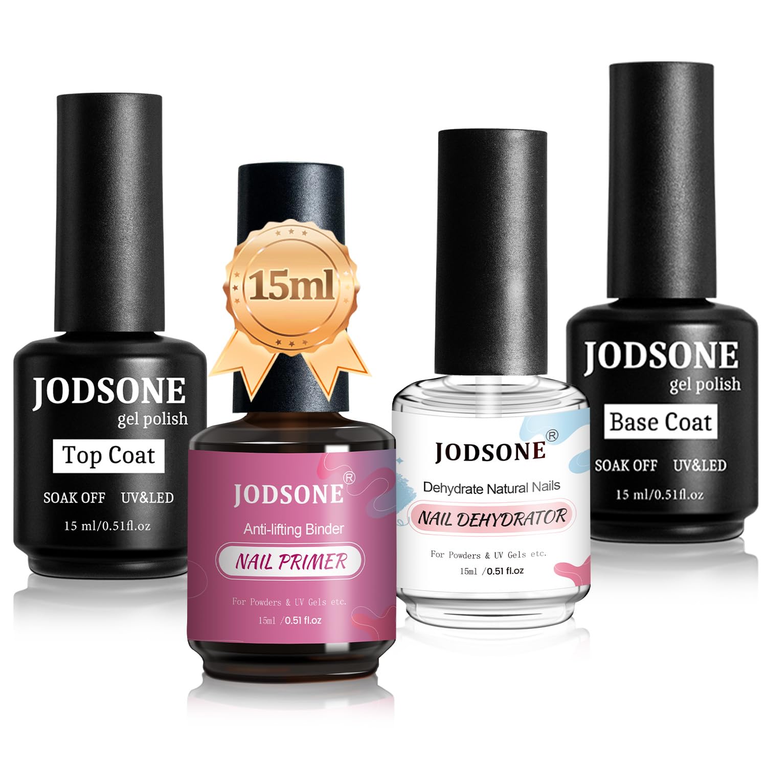 JODSONE 2 Bottles of Top Coat Base Coat Set No Wipe Foundation Combination Bright Surface At Home DIY Nail Salon Girl Gift : Beauty & Personal Care