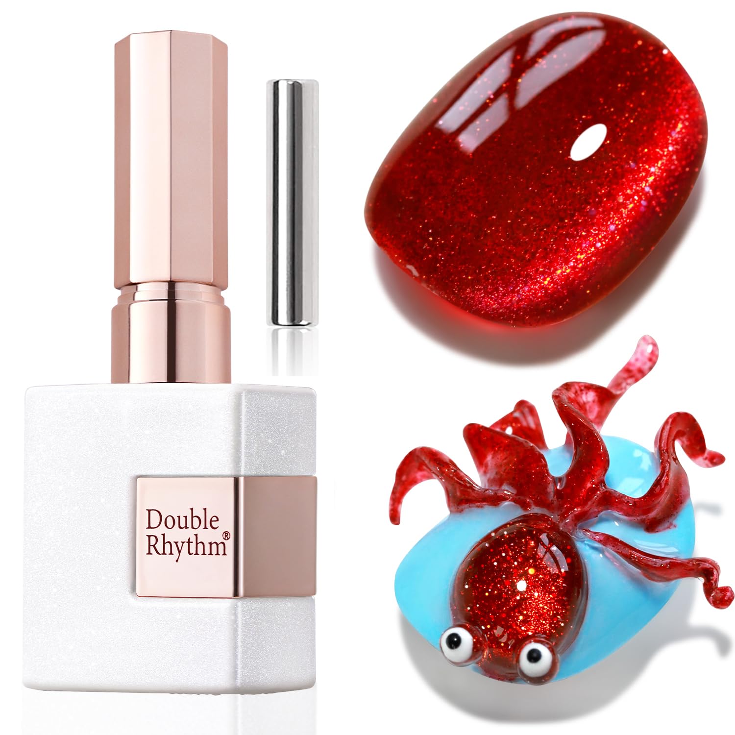 Double Rhythm 15ML Ice Glass Cat Eye Gel Polish with Magnet Holographic Glitter Shimmer Translucent Sheer Color Salon Soak Off Magnetic Nail at Home (Golden Violet-MC1129) : Beauty & Personal Care