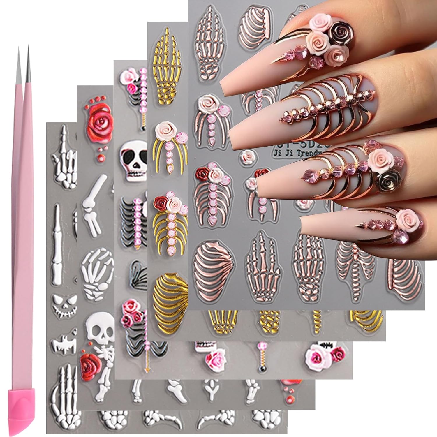 VOTACOS Flower Nail Art Stickers - 5D Embossed. Spring/Summer Daisy Designs. Self-Adhesive Decals for Women's Nail DIY Decoration : Beauty & Personal Care