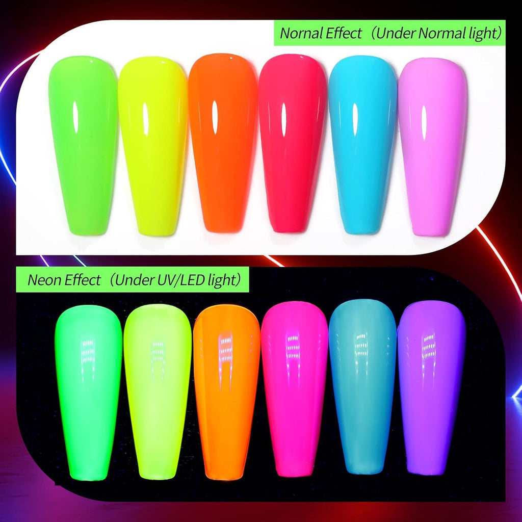 Born Pretty Gel Nail Polish Spring Summer Neon Fluorescent Orange Hot Pink Blue Yellow Green Purple Soak Off U V LED Gel Nail Polish Set Nails Art 7ml 6pcs : Beauty & Personal Care
