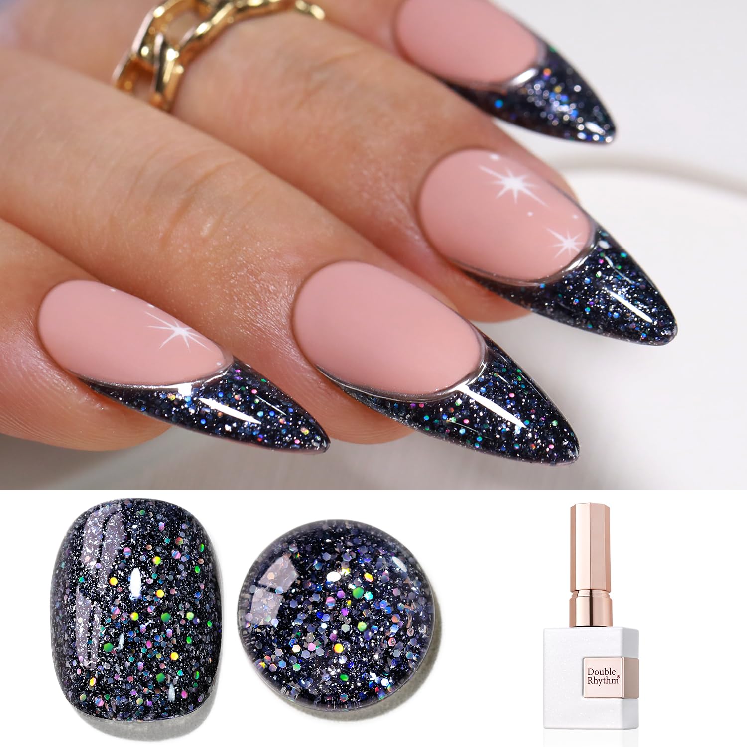 Double Rhythm 0.5Oz Glitter Gel Polish Shimmer Reflective Color for Nail Art Salon DIY Soak Off 15ml Nail Lamp Gel Polish at Home (Pink-B1161) : Beauty & Personal Care