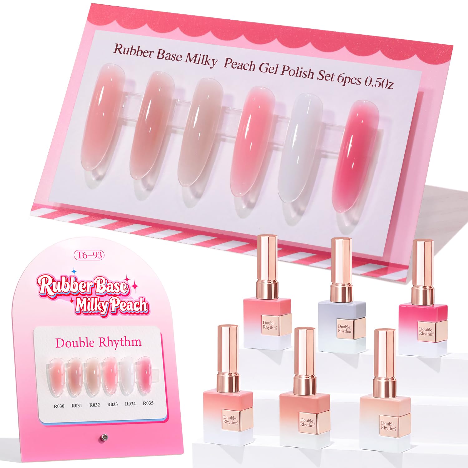 Double Rhythm 6 Pcs 15 ML Gel Polish Set Same Color Same Bottle Soak Off Gel Polish Kit Nail Art Manicure Salon DIY at Home for Women (Burgundy Red Nude Pink Purple Beige-T6-3) : Beauty & Personal Care