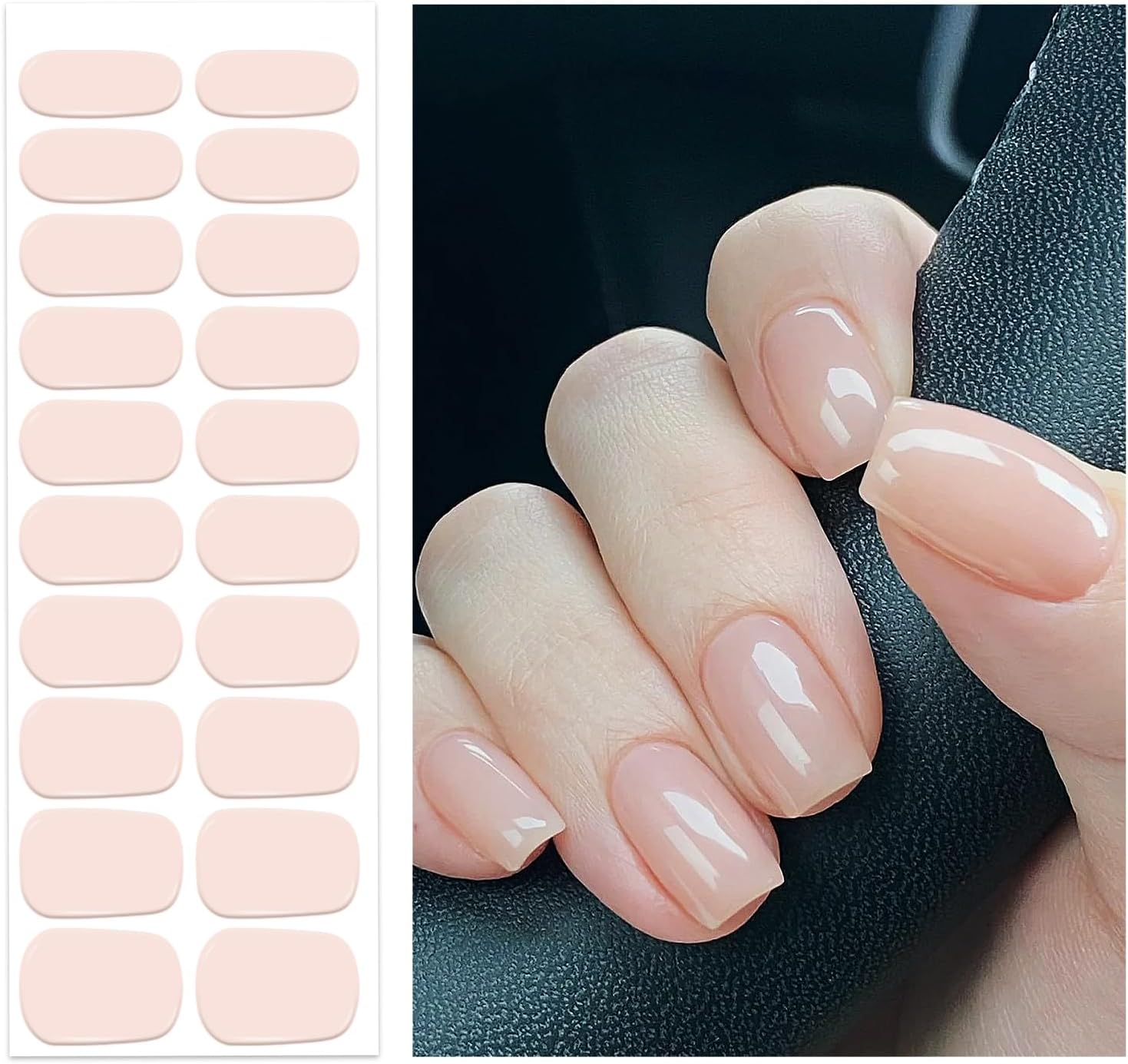 OAUEE Semi Cured Gel Nail Strips | Gel Nail Stickers with UV Light Required | Salon Quality. Easy Application and Removal(Pink Ombre) : Beauty & Personal Care