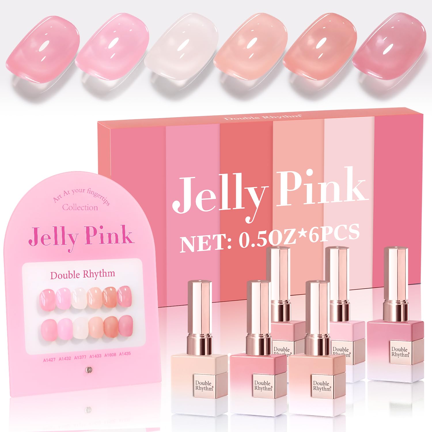 Double Rhythm 6 Pcs 15 ML Gel Polish Set Same Color Same Bottle Soak Off Gel Polish Kit Nail Art Manicure Salon DIY at Home for Women (Burgundy Red Nude Pink Purple Beige-T6-3) : Beauty & Personal Care
