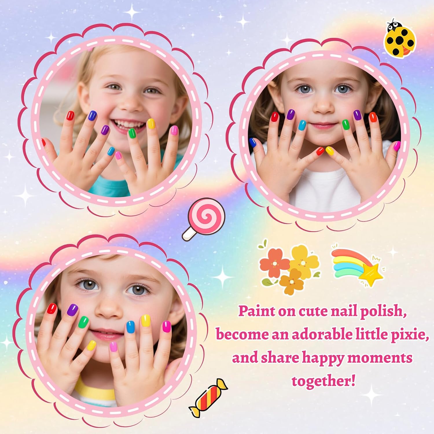 Aieenjor Quick Dry Kids Nail Polish Set. Non-Toxic Toddler Nail Polish. Water-Based Peelable Fingernail Polish for Kids. 6 Color Rainbow Nails Polish for Party. Holiday Favors : Beauty & Personal Care