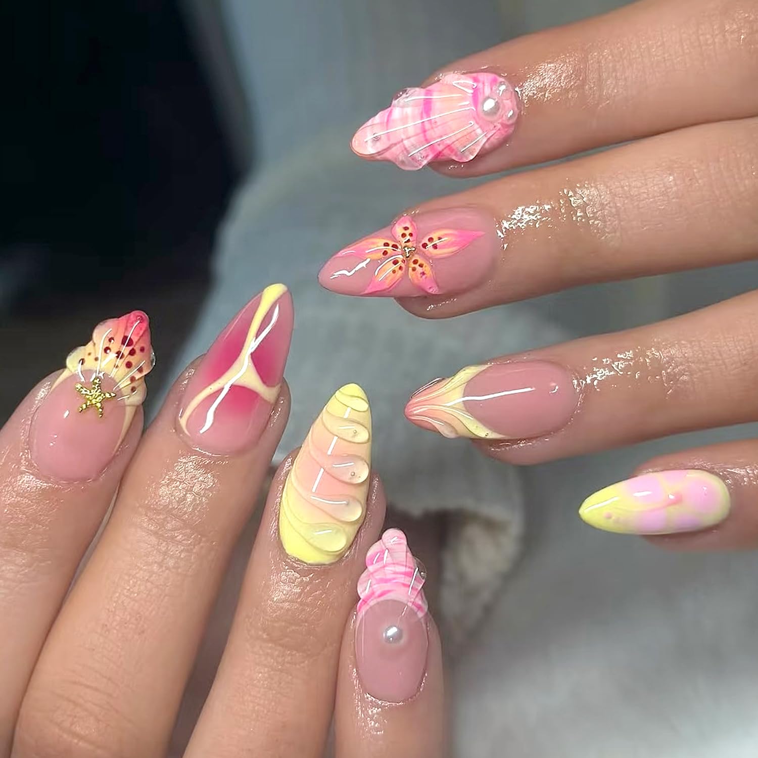YKZFUI French Tip Press on Nails with Charms. Medium. Cute Bow. Long Square Shape. Acrylic Fake Stick On Nails with Heart and Rhinestones for Women Daily Wear. White : Beauty & Personal Care