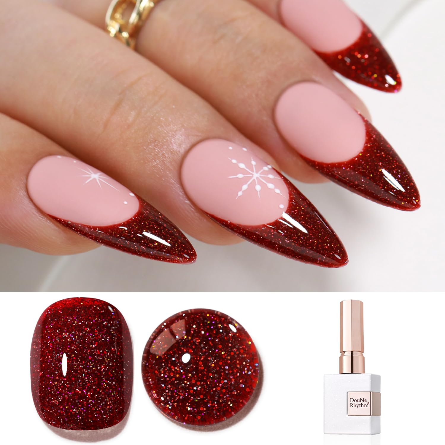 Double Rhythm 0.5Oz Glitter Gel Polish Shimmer Reflective Color for Nail Art Salon DIY Soak Off 15ml Nail Lamp Gel Polish at Home (Pink-B1161) : Beauty & Personal Care