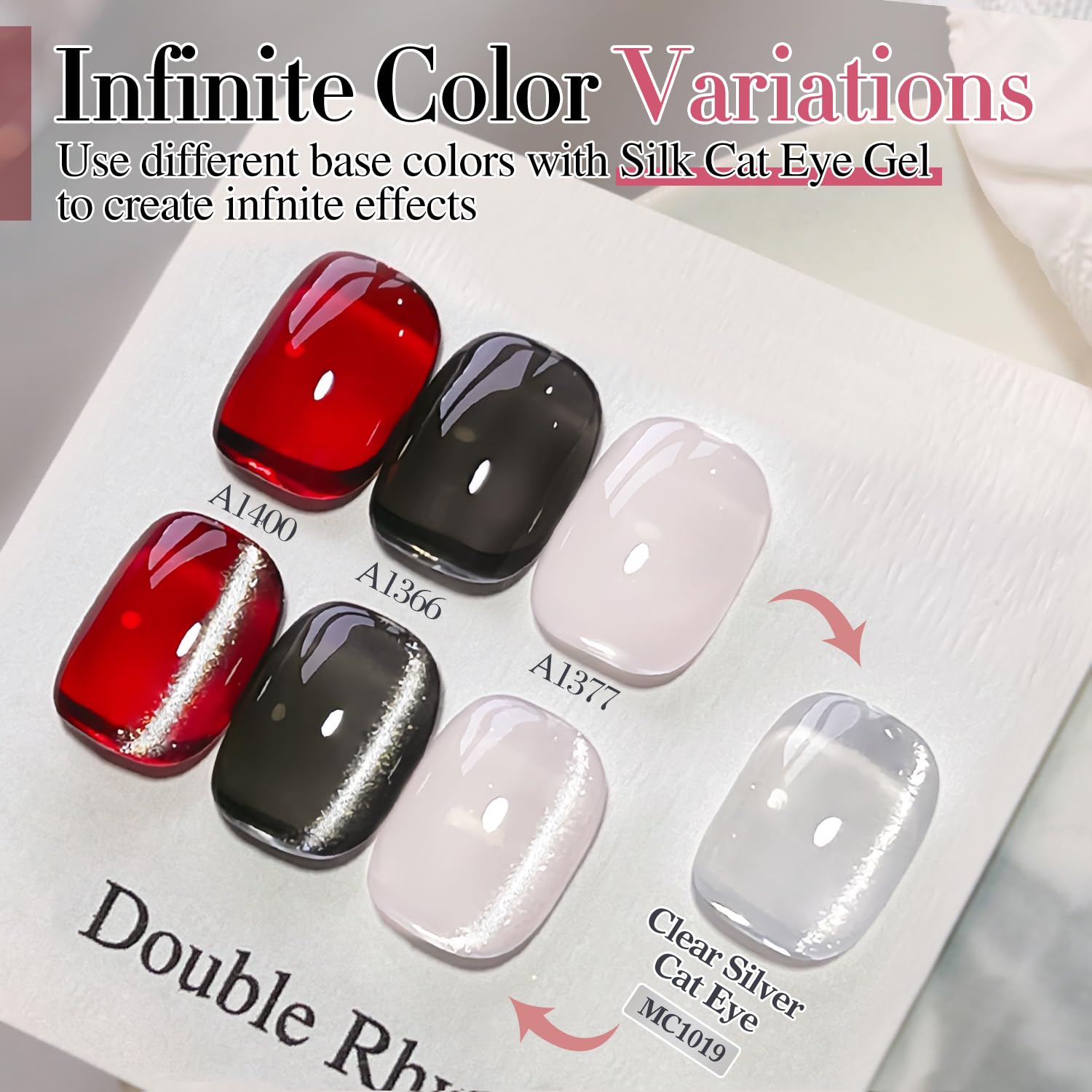 Double Rhythm 0.5 OZ Cat Eye Gel Polish with Magnet 15ML Holographic Glitter Shimmer Translucent Jelly Color Magnetic Polish Salon DIY at Home (Silver-MC1019) : Beauty & Personal Care