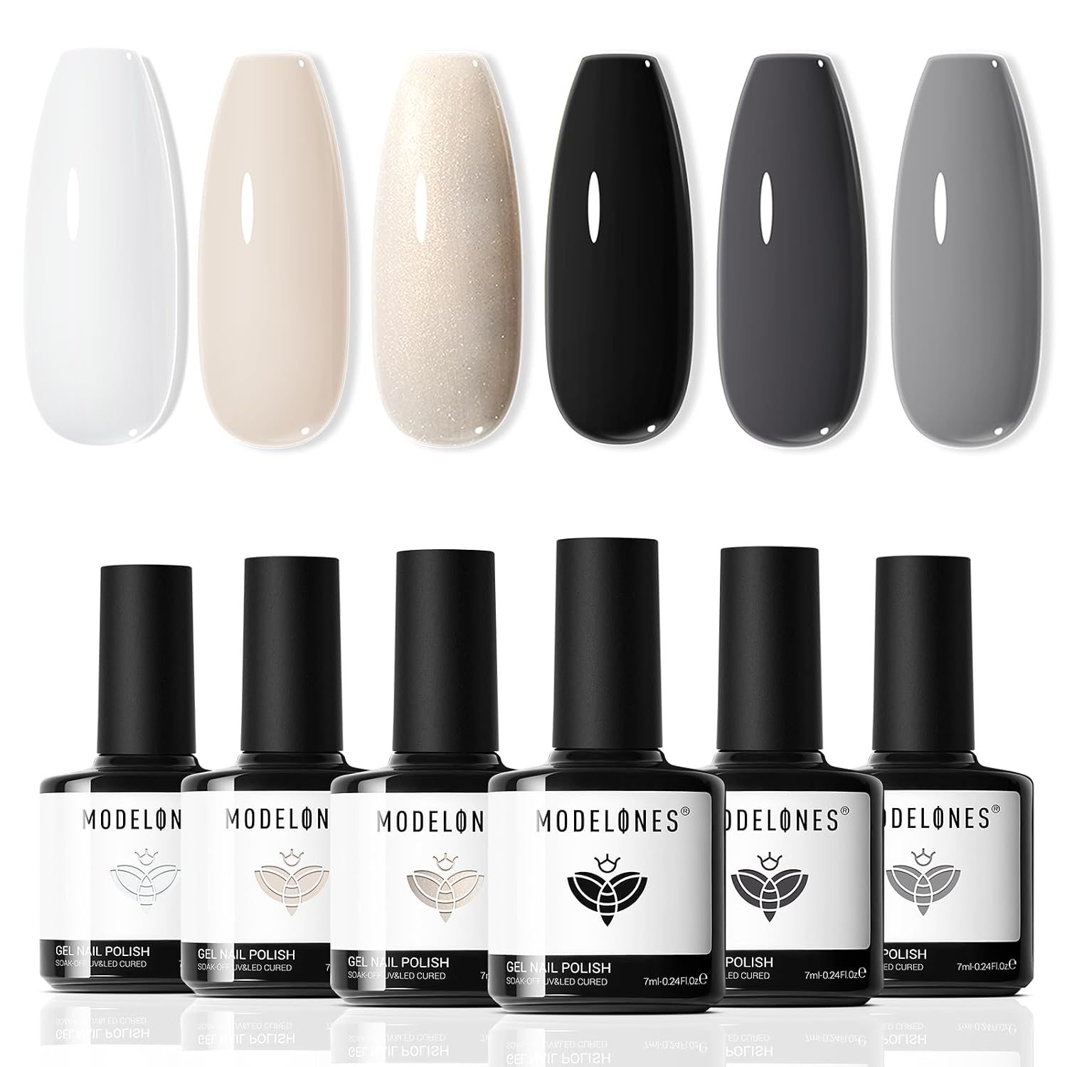modelones Gel Nail Polish Kit -6 Colors Nude Pink Milky White Gel Polish Set Skin Tones Neutral Brown Soak Off Gel Nail Kit Manicure DIY Nail Art Salon Home Gift : Beauty & Personal Care