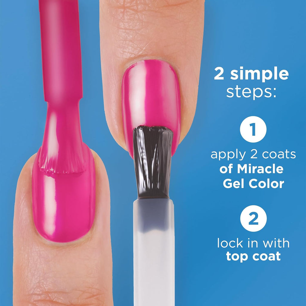 Sally Hansen Miracle Gel Supercharged Pinks Nail Polish | Salon Quality Gel-Like Formula. Two-Step System. No UV Light Needed. Long Lasting | 350 Work Hard. Play Pink | Bright Pink Crème Nail Color : Beauty & Personal Care