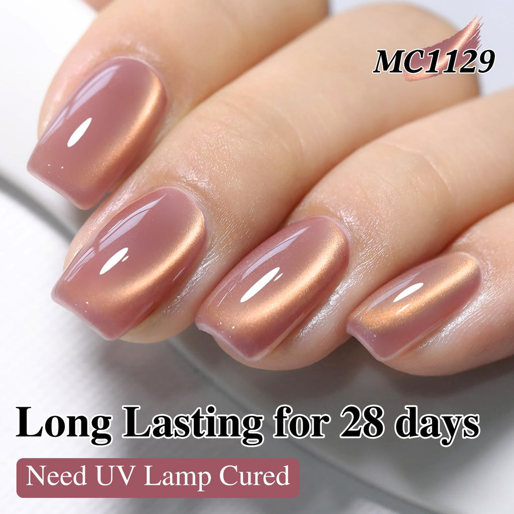 Double Rhythm 15ML Ice Glass Cat Eye Gel Polish with Magnet Holographic Glitter Shimmer Translucent Sheer Color Salon Soak Off Magnetic Nail at Home (Golden Violet-MC1129) : Beauty & Personal Care