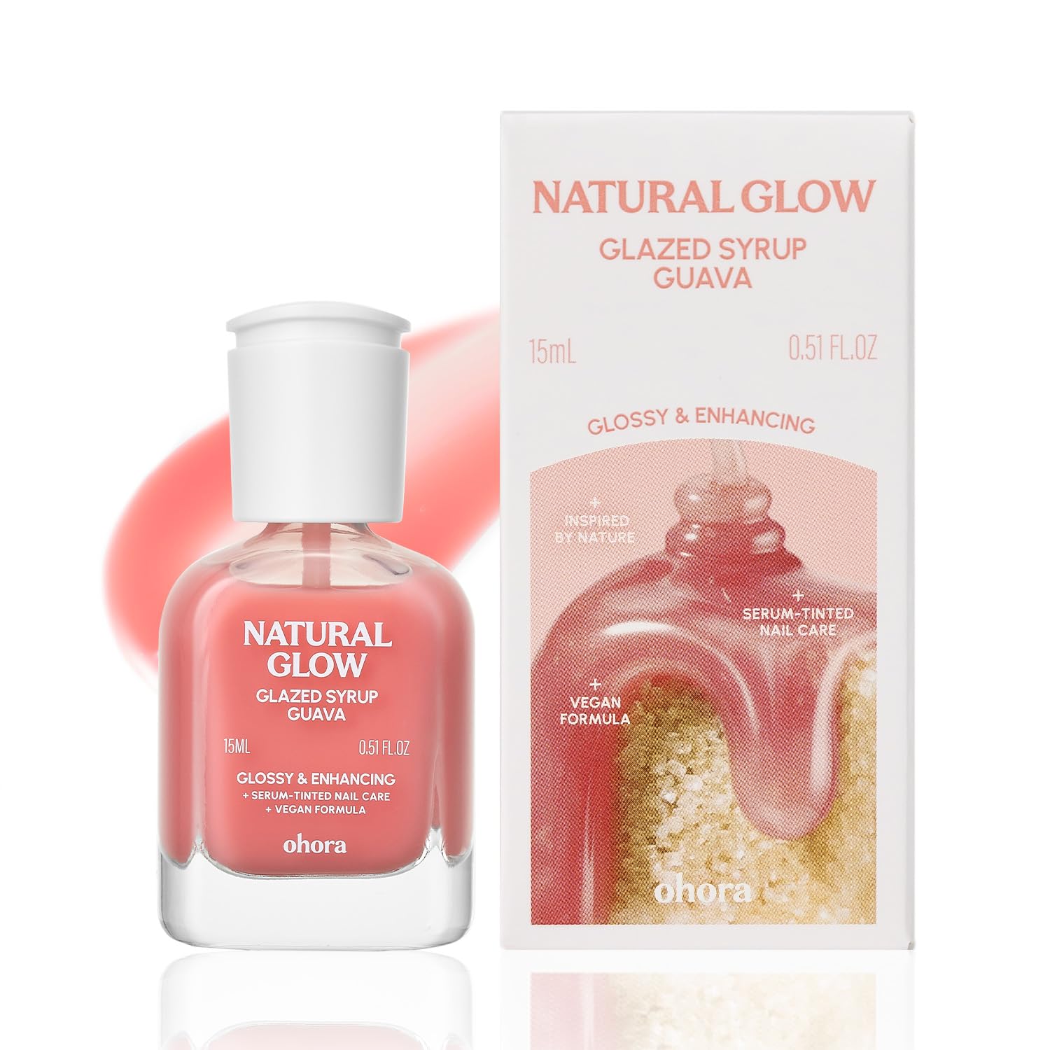 ohora 2-in-1 Sheer Nail Polish & Strengthener(Cherry) | Tinted Nail Concealer | Nail Hardener for Weak. Damaged Nails | Nail Care Polish with Glossy Finish | Glazed-Syrup Formula. 15 mL : Beauty & Personal Care