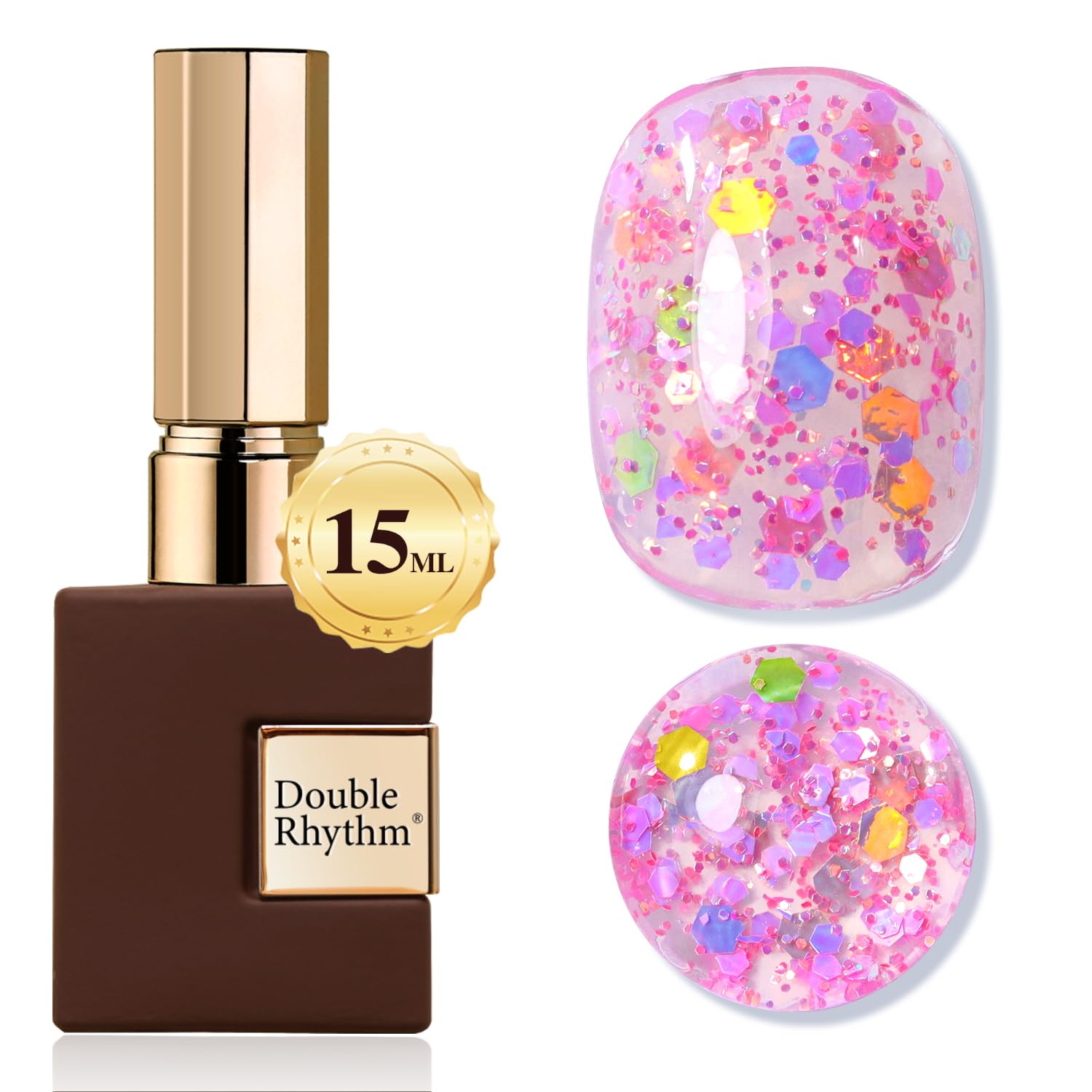 Double Rhythm 0.5Oz Glitter Gel Polish Shimmer Reflective Color for Nail Art Salon DIY Soak Off 15ml Nail Lamp Gel Polish at Home (Pink-B1161) : Beauty & Personal Care