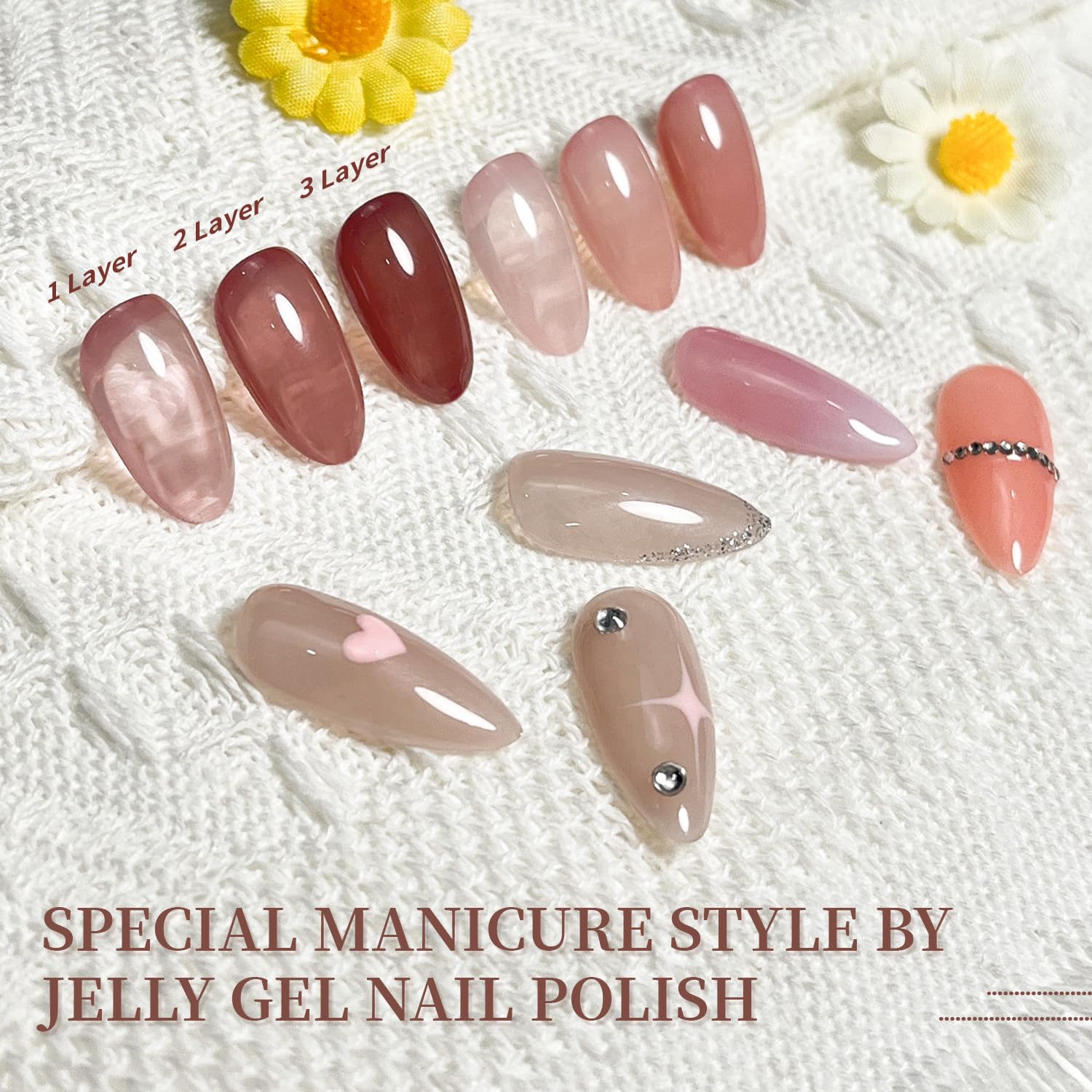 JODSONE 23PCS Gel Nail Polish Set 20 translucent Jelly Color Natural and Elegant Long Lasting Suitable for Home and Salon : Beauty & Personal Care