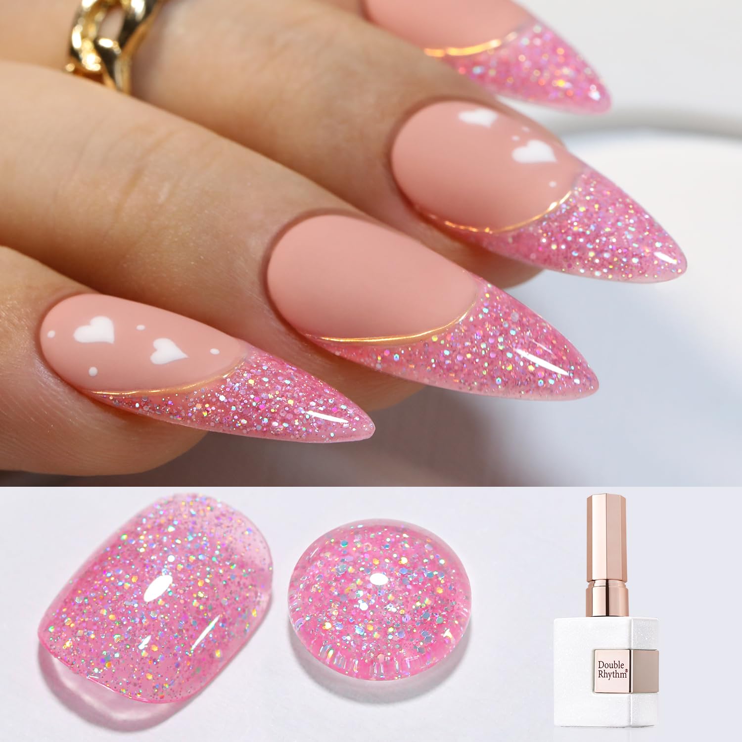 Double Rhythm 0.5Oz Glitter Gel Polish Shimmer Reflective Color for Nail Art Salon DIY Soak Off 15ml Nail Lamp Gel Polish at Home (Pink-B1161) : Beauty & Personal Care