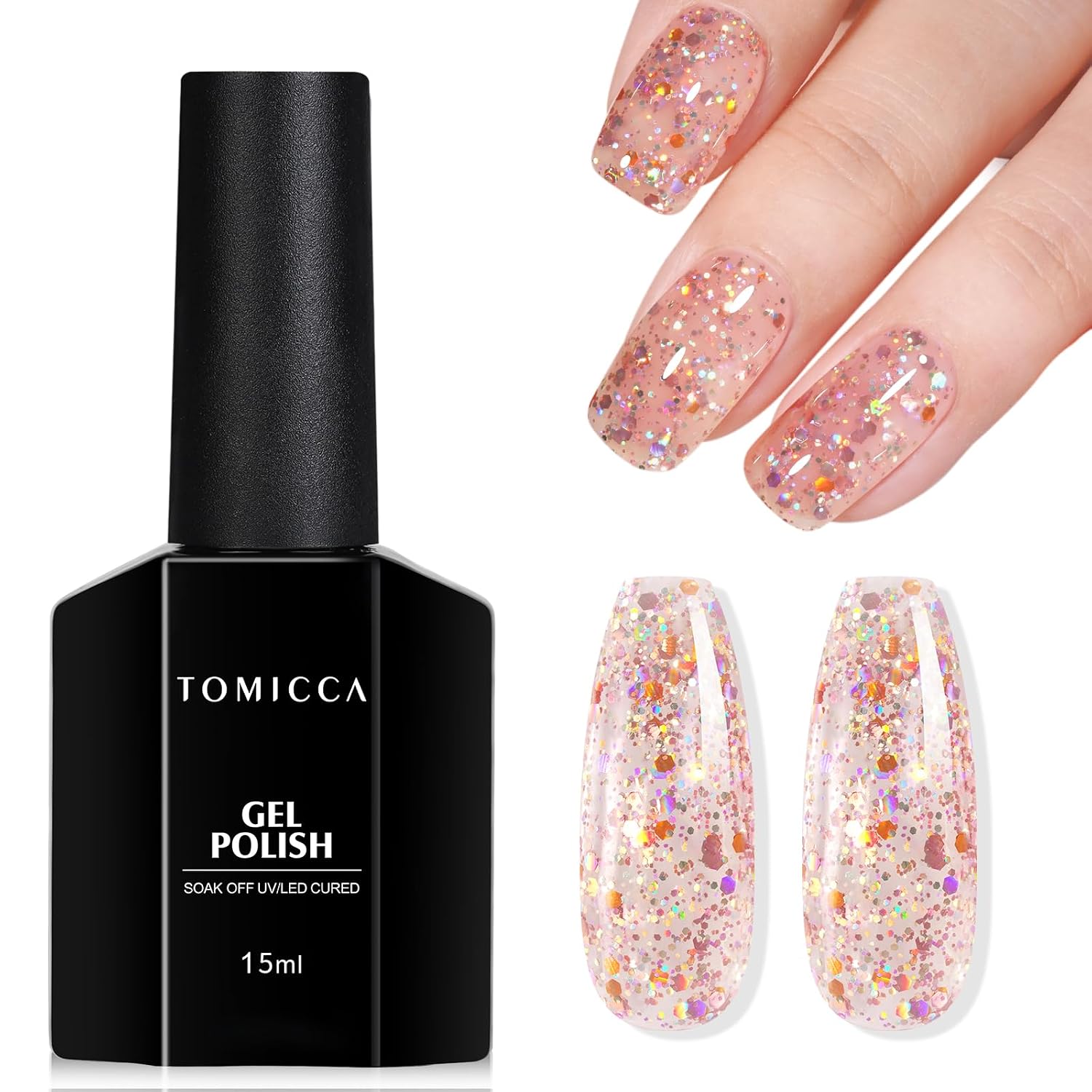 TOMICCA Nude Gel Nail Polish.15ml Light Nude Gel Polish.Soak Off Uv Led Cure Needed .Color Long Lasting Translucent Nail Art Manicure French Salon Diy Design Gifts For Woman : Beauty & Personal Care