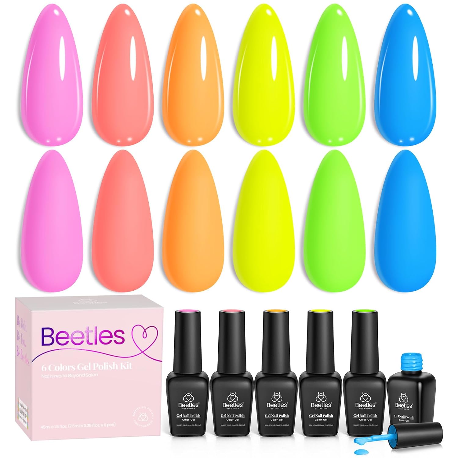 Beetles Nude Gel Nail Polish Set - 6 Colors Nude Pink Brown Neutral Jelly Gel Polish Kit Sheer Translucent Effect Soak Off UV Nail Art Design Drunken Rose Collection Manicure Gift for Women : Beauty & Personal Care