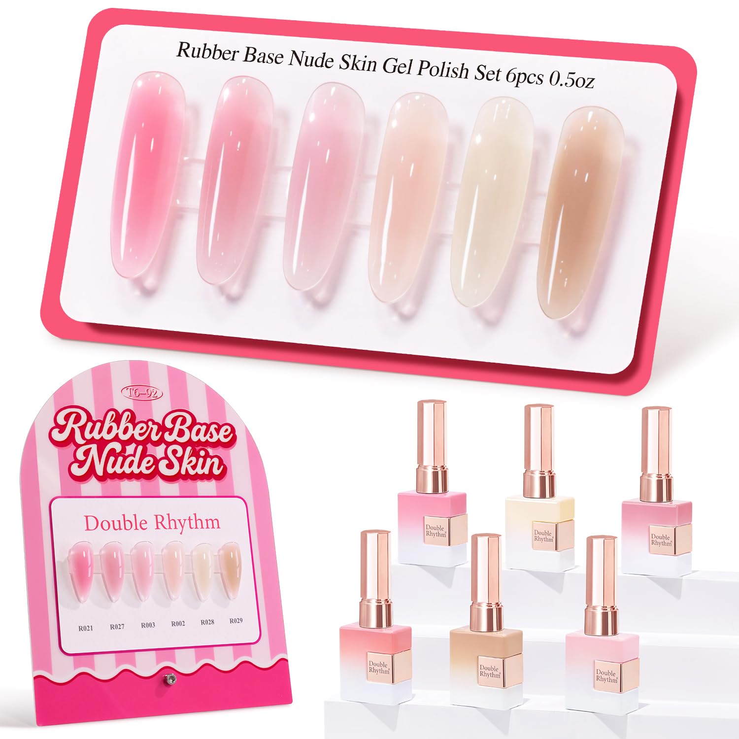 Double Rhythm 6 Pcs 15 ML Gel Polish Set Same Color Same Bottle Soak Off Gel Polish Kit Nail Art Manicure Salon DIY at Home for Women (Burgundy Red Nude Pink Purple Beige-T6-3) : Beauty & Personal Care