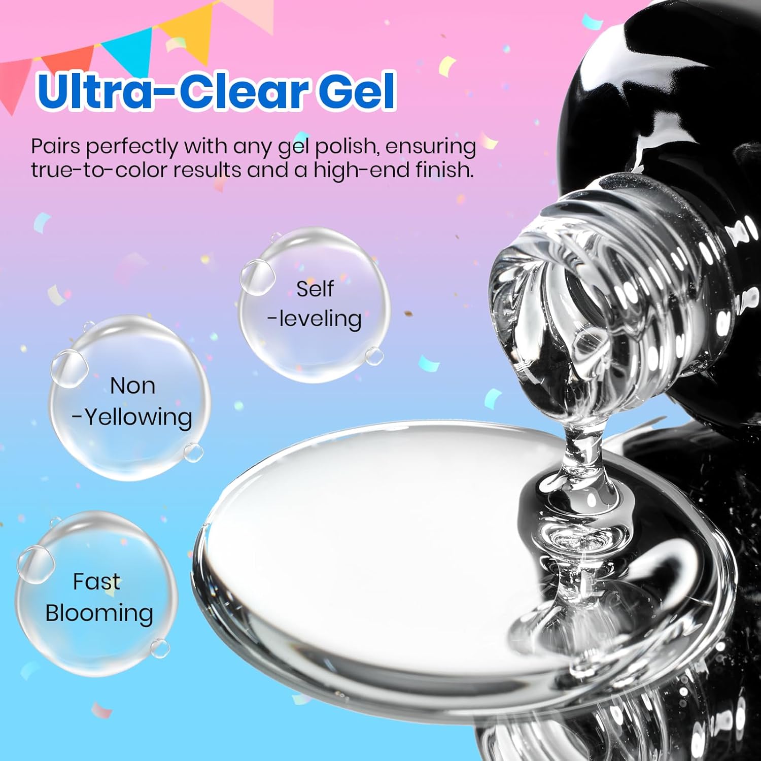 Beetles Blooming Gel. 15ml Clear UV LED Nail Art Gel Polish for Aura Nails. Marble. Natural Stone. Watercolor and Floral Print Spreading Effects. Soak Off DIY Manicure Design : Beauty & Personal Care