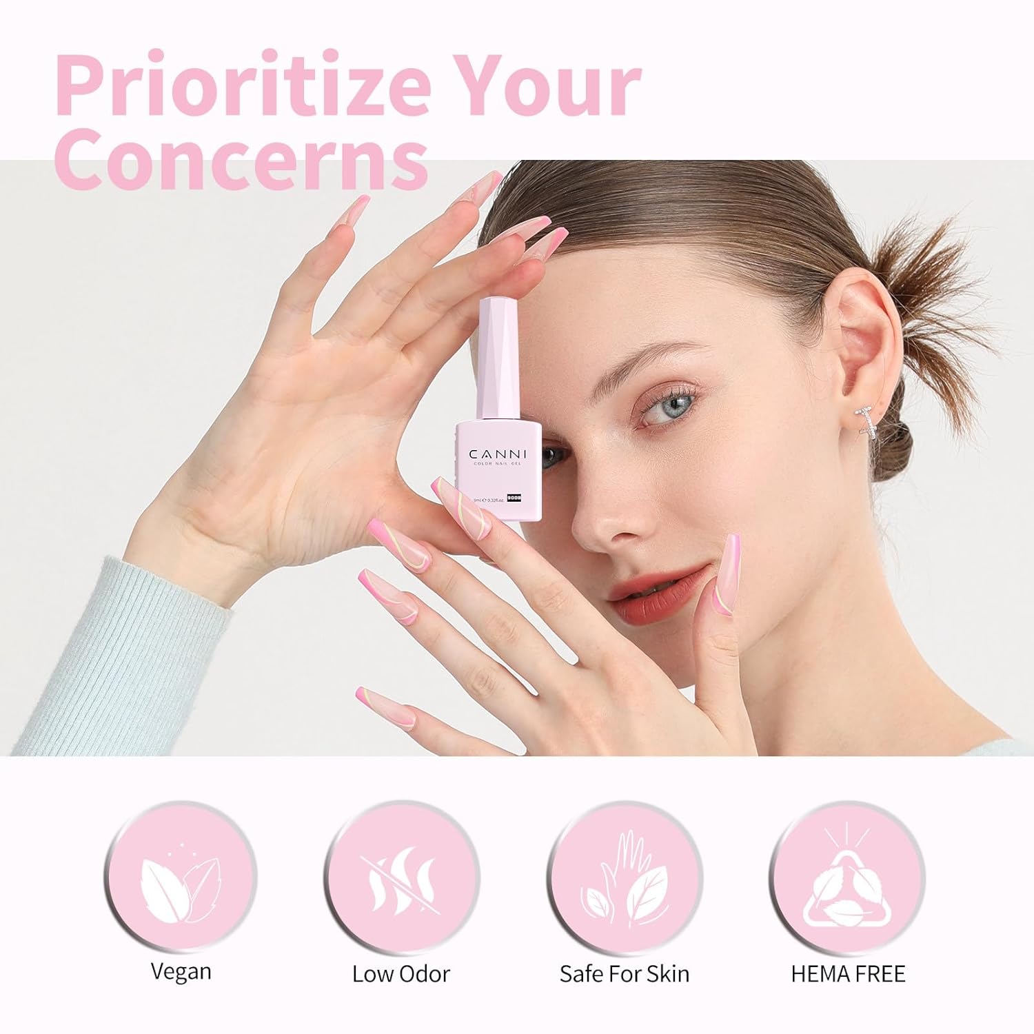 CANNI Light Pink Gel Nail Polish. 1Pcs Baby Pink Gel Polish Soft Pale Color High Gloss Soak Off U V Nail Manicure Salon DIY : Beauty & Personal Care