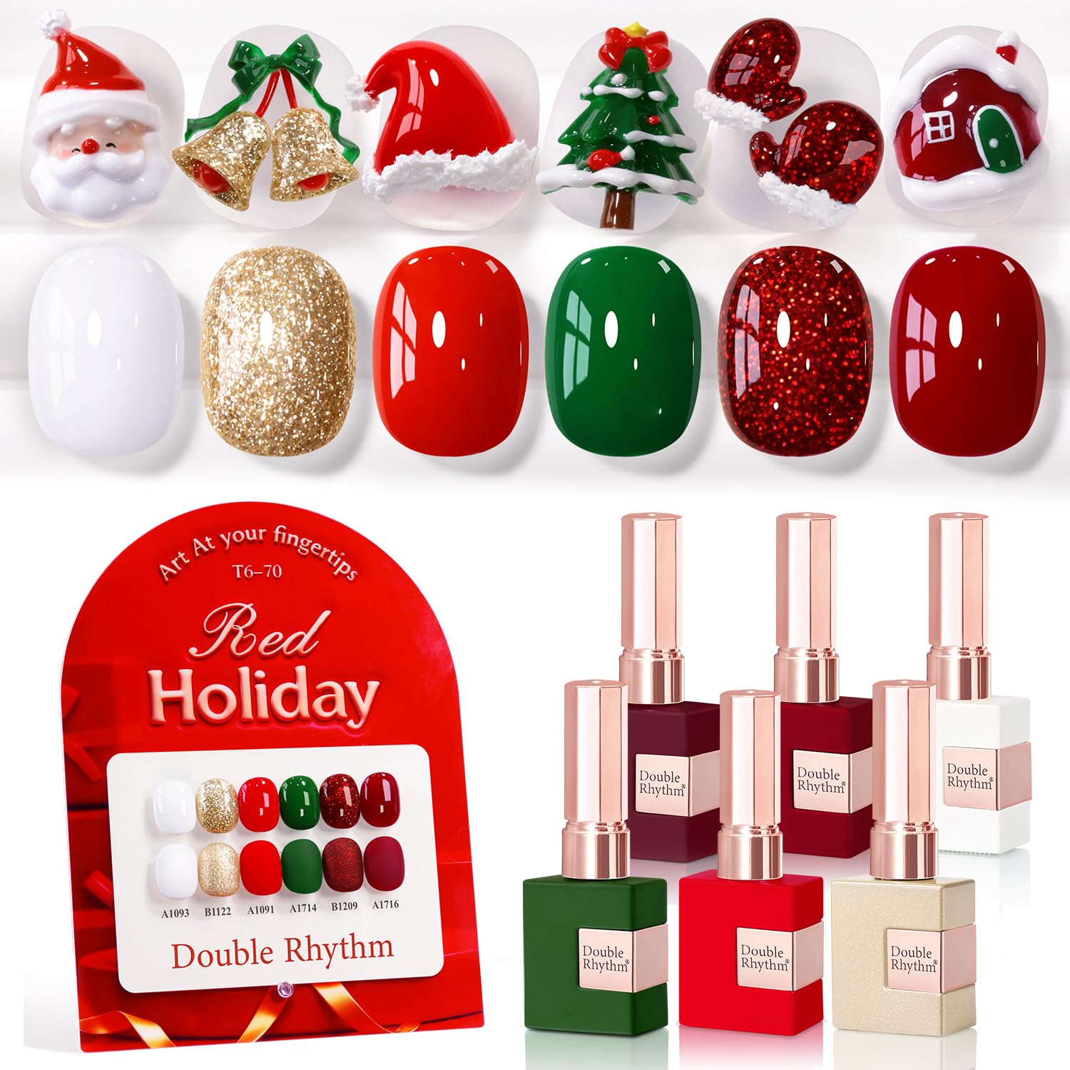 Double Rhythm 6 Pcs 15 ML Gel Polish Set Same Color Same Bottle Soak Off Gel Polish Kit Nail Art Manicure Salon DIY at Home for Women (Burgundy Red Nude Pink Purple Beige-T6-3) : Beauty & Personal Care