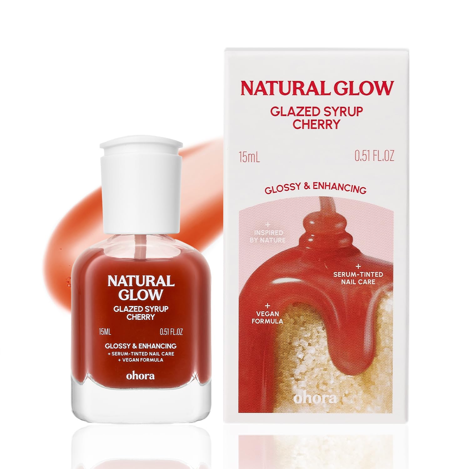 ohora 2-in-1 Sheer Nail Polish & Strengthener(Cherry) | Tinted Nail Concealer | Nail Hardener for Weak. Damaged Nails | Nail Care Polish with Glossy Finish | Glazed-Syrup Formula. 15 mL : Beauty & Personal Care