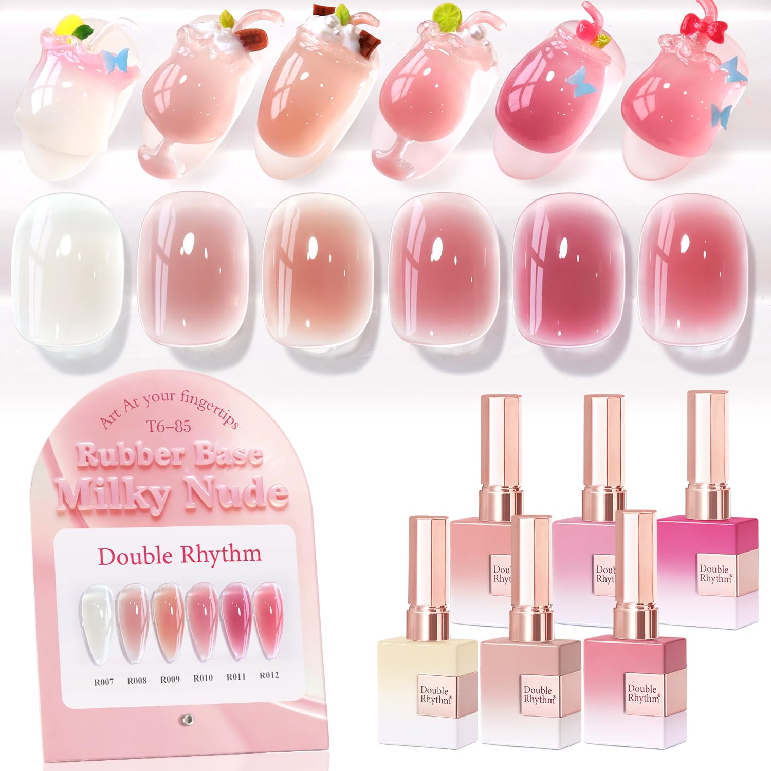 Double Rhythm 6 Pcs 15 ML Gel Polish Set Same Color Same Bottle Soak Off Gel Polish Kit Nail Art Manicure Salon DIY at Home for Women (Burgundy Red Nude Pink Purple Beige-T6-3) : Beauty & Personal Care