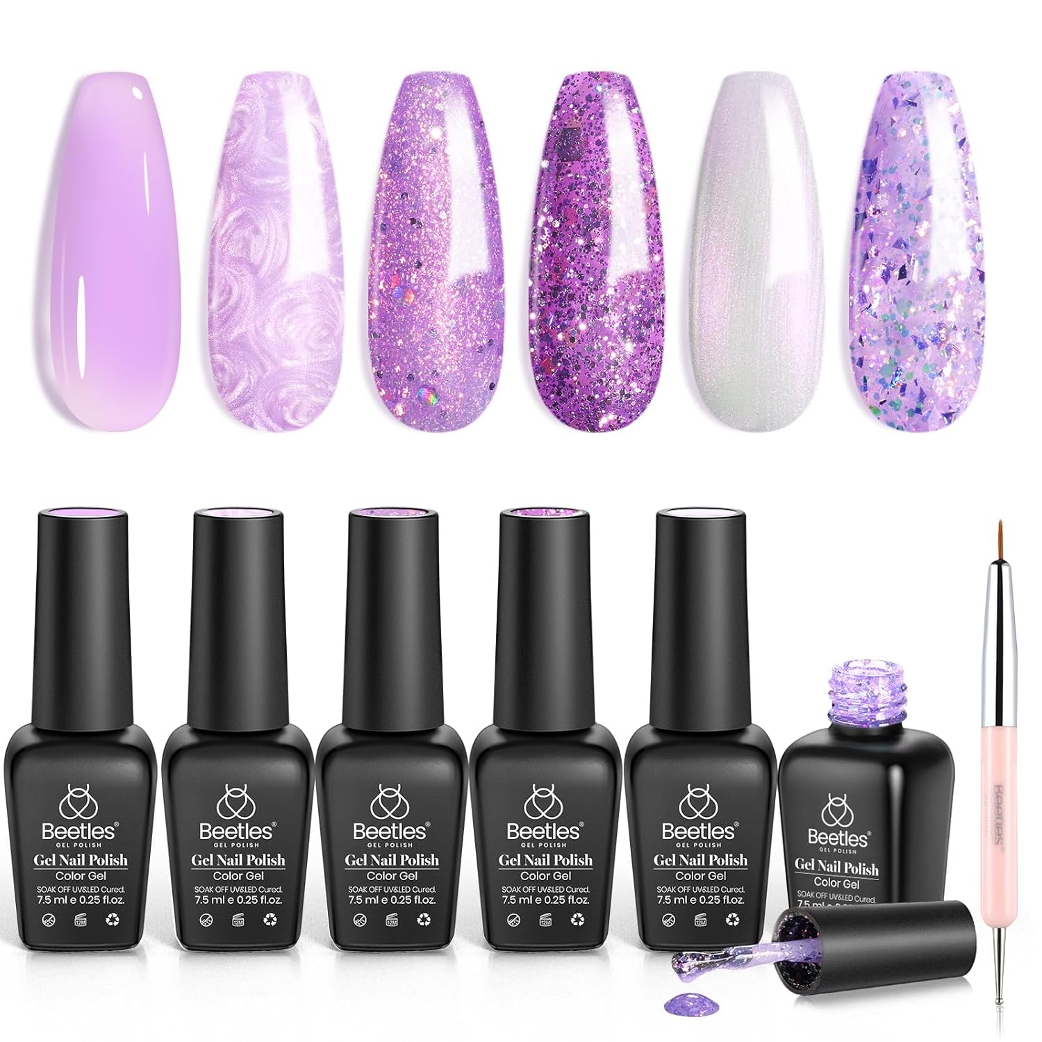 Beetles Nude Gel Nail Polish Set - 6 Colors Nude Pink Brown Neutral Jelly Gel Polish Kit Sheer Translucent Effect Soak Off UV Nail Art Design Drunken Rose Collection Manicure Gift for Women : Beauty & Personal Care