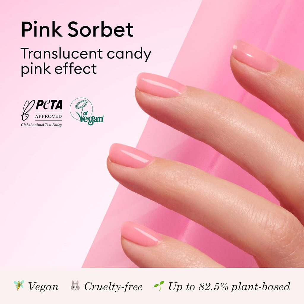 Manucurist - Pink Sorbet Green™ Jelly Nail Polish - Pink Sheer Nail Polish. Glossy Effect - 82.5% Natural Origin Ingredients - Vegan & Made in France - 0.5 fl oz : Beauty & Personal Care