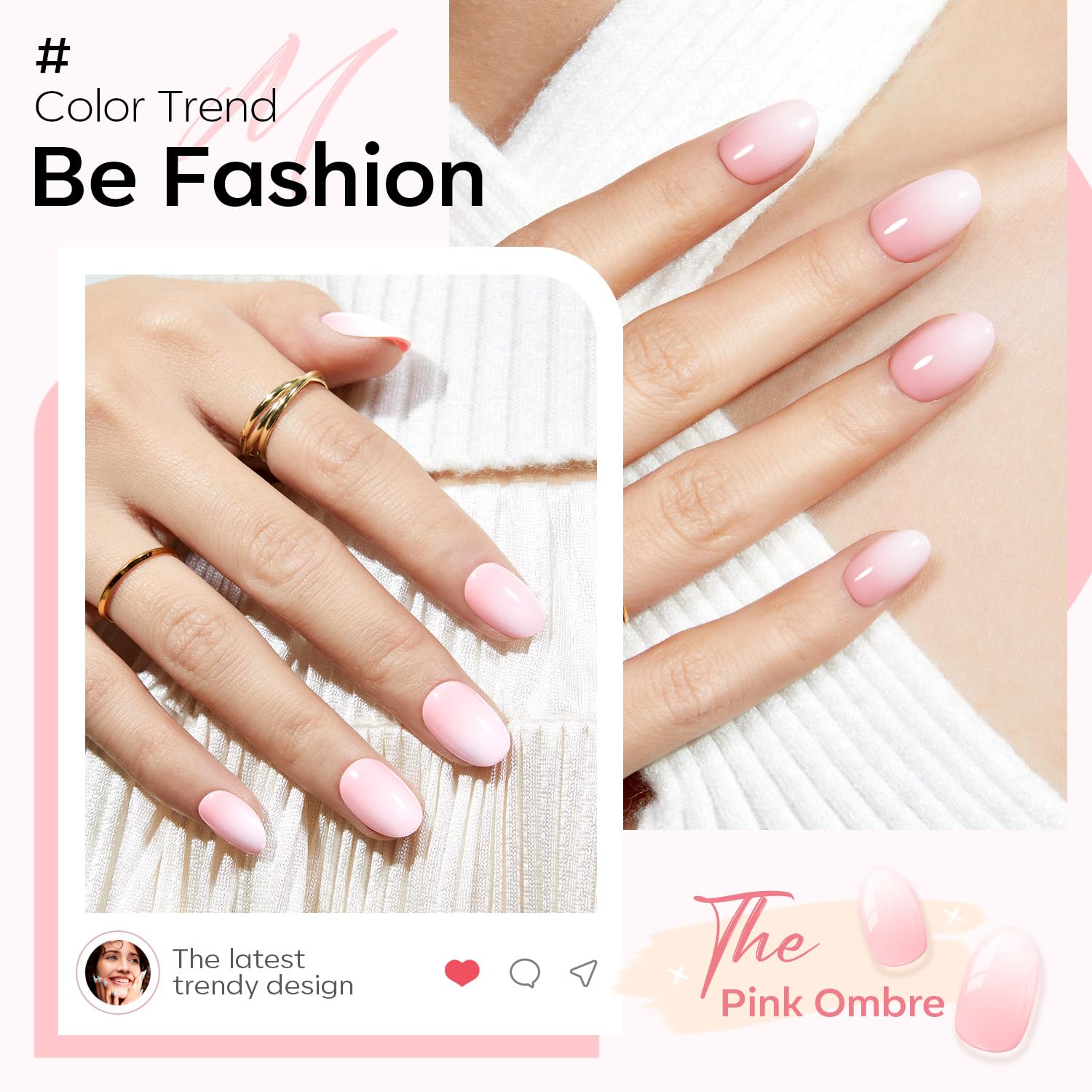 Modelones Press on Nails Short. Oval Spring Fake Nails. Reusable Nail Kit with Nail Glue Adhesive Tabs Mini Nail File. Nails Press Ons 32Pcs 16Sizes. Women Girl Gift. Pink Ombre : Beauty & Personal Care